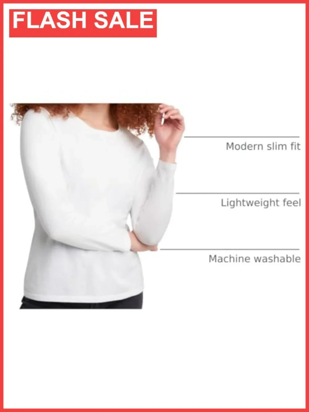Hanes Long Sleeve Cotton T-Shirt Lightweight Crewneck Modern Fit